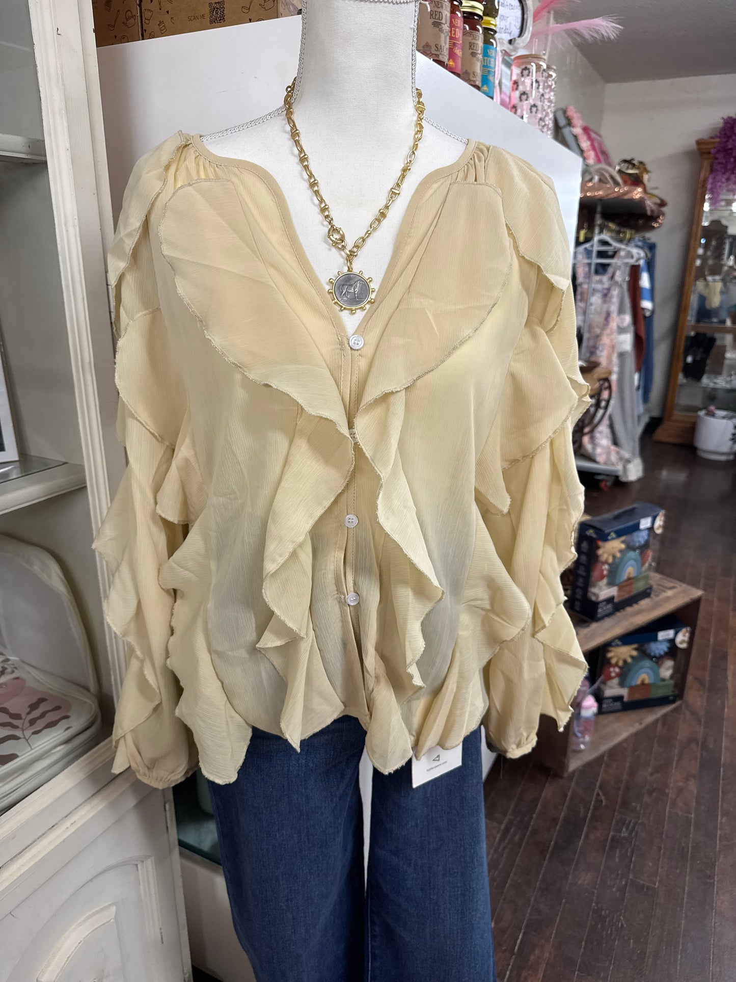 Sheer Ruffled Blouse