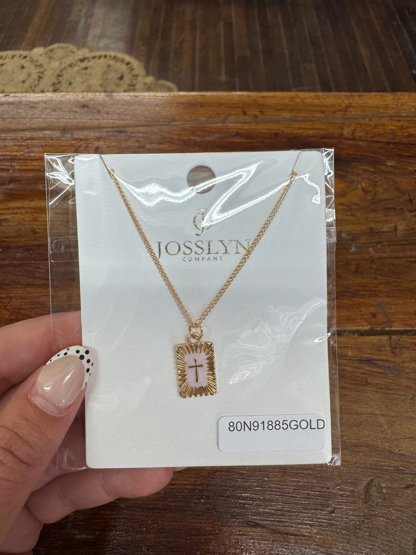 Sunburst Square Cross Pendant Necklace