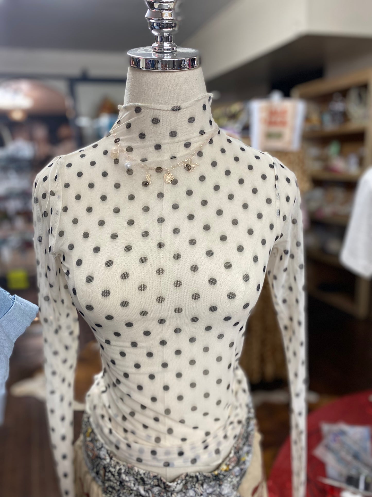 Mesh Polka Dot Top