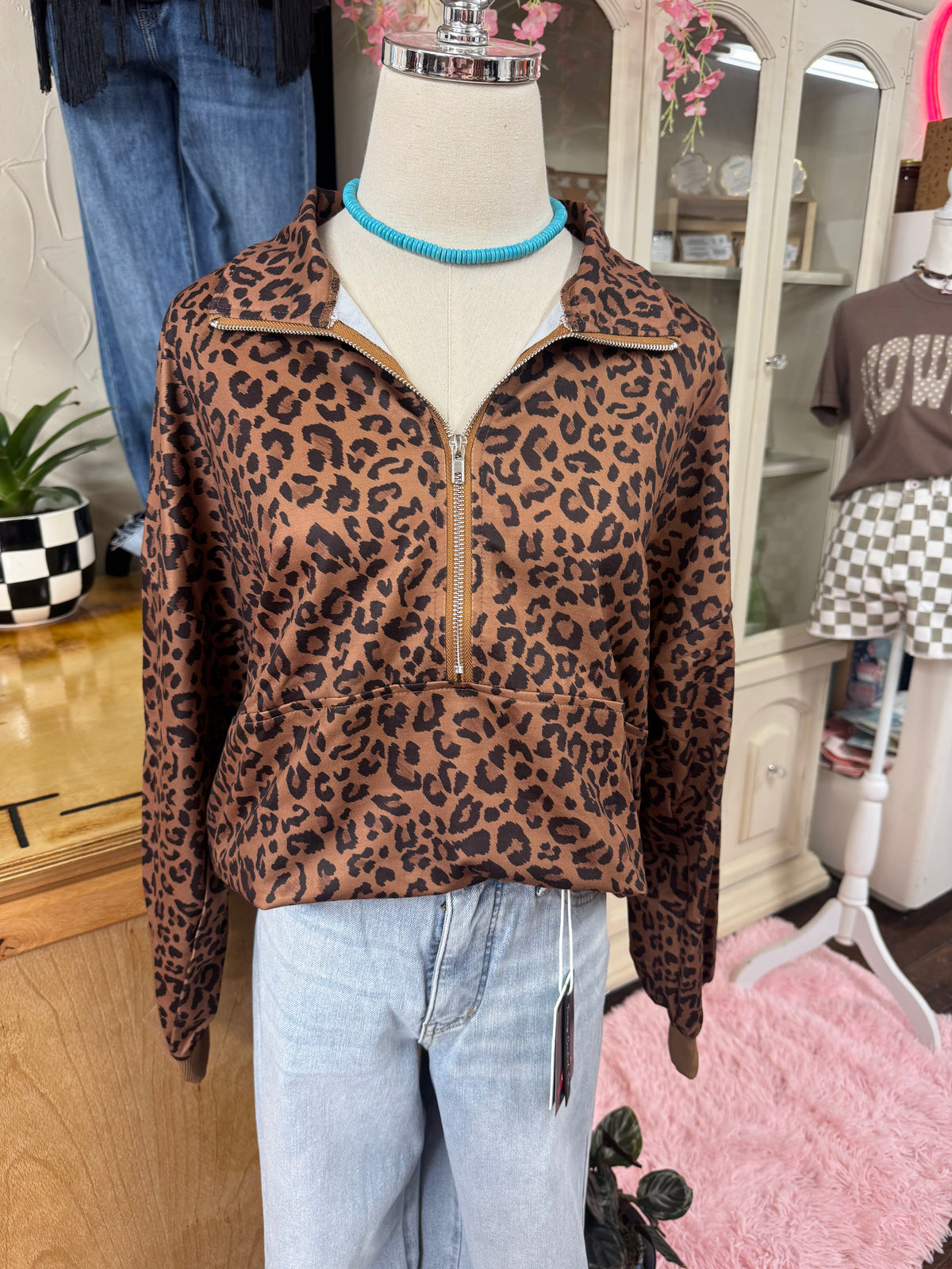 Leopard 1/2 Zip Sweater