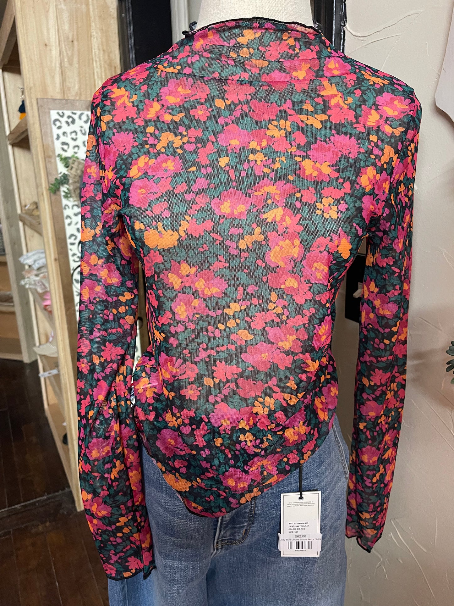 Retro Floral Mesh Top * 2 options