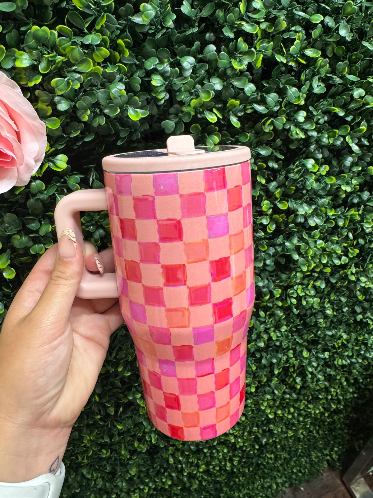 20 oz Watercolor Check Tumbler