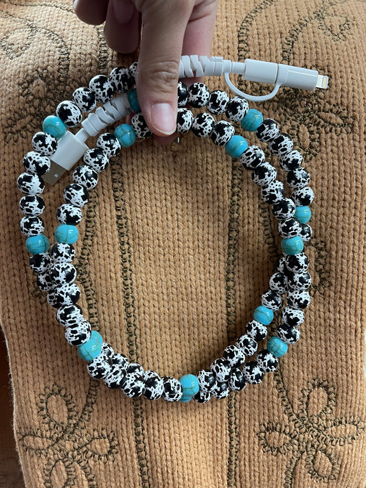 Cowprint & Turquoise Phone Charger