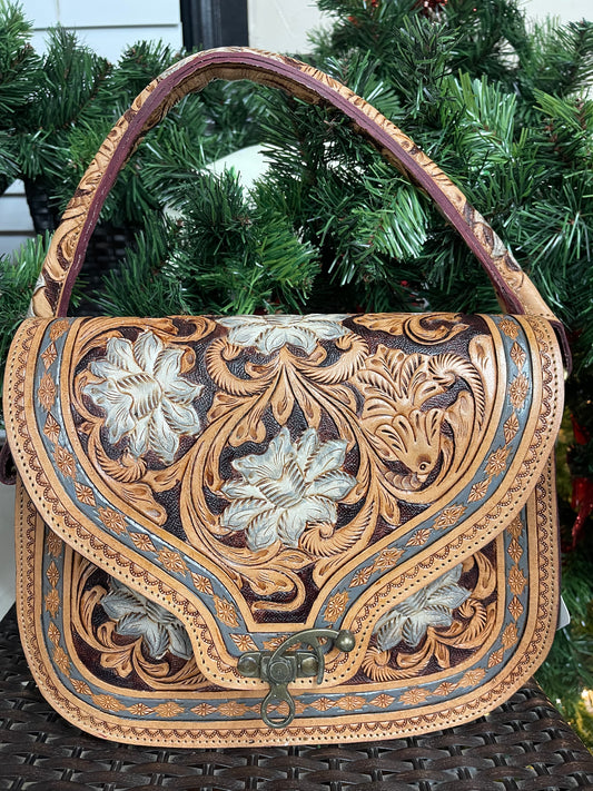 Tooled Conceal Carry Leather Purse