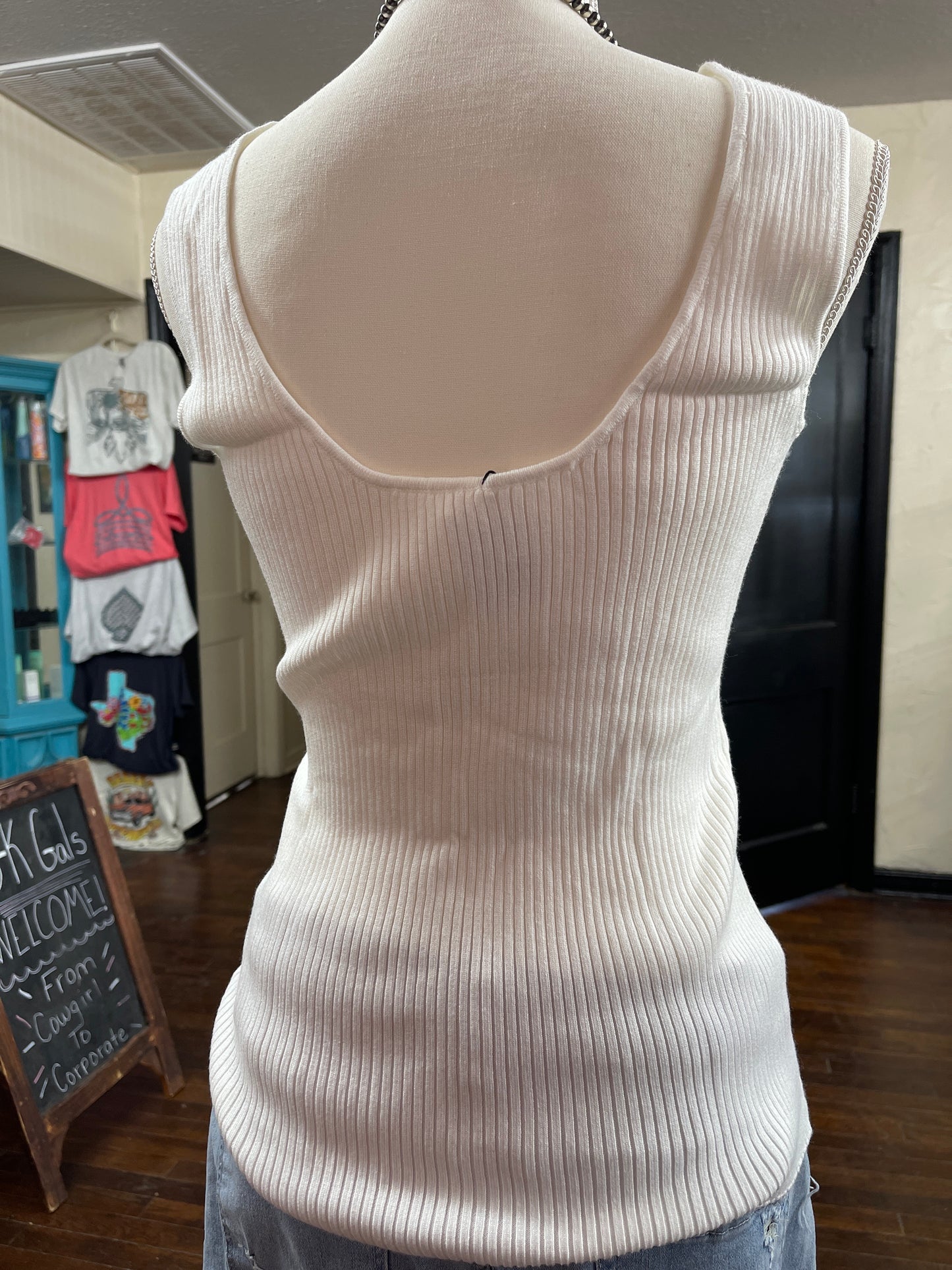 Ribbed White Tank