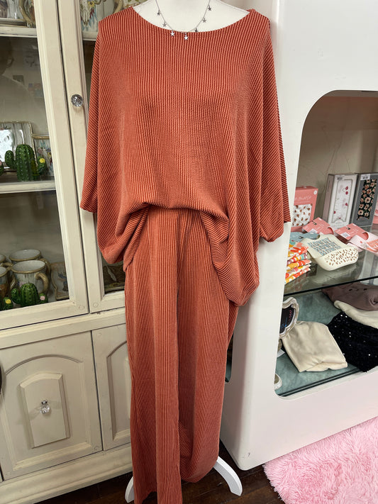 Terracotta Ribbed Lounge Set