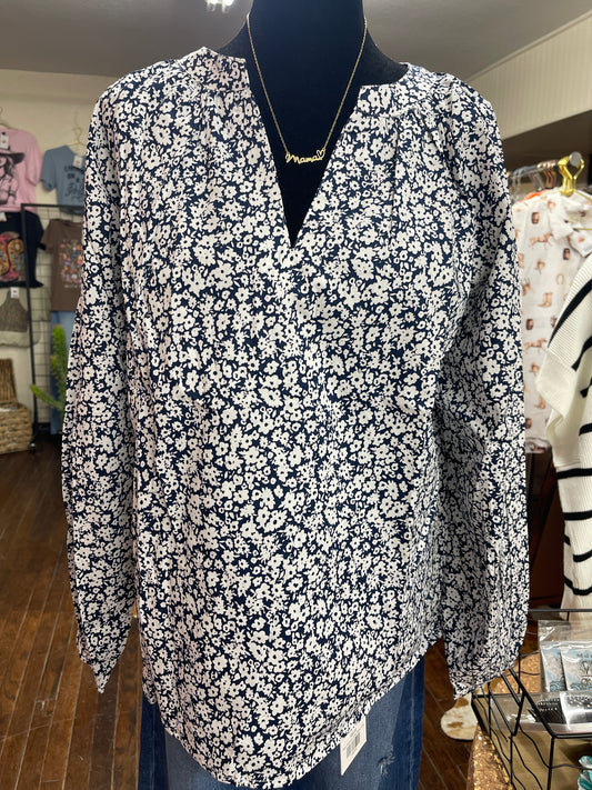 Floral Navy Blouse