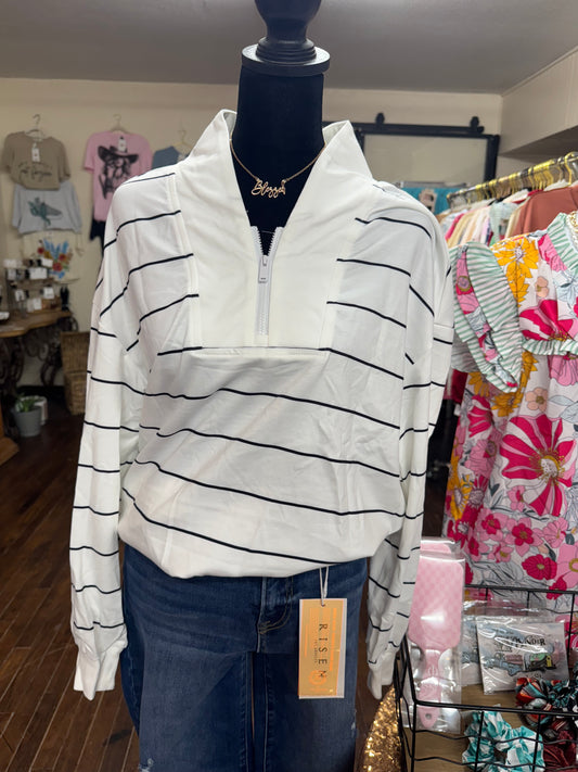 Striped Zippered Top