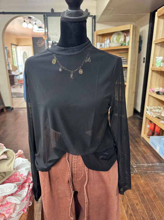 Black Mesh Top