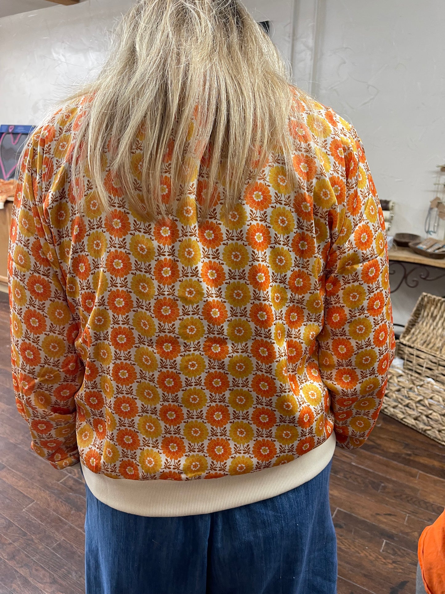 Orange Sunshine Satin Bomber Jacket