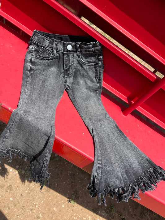 Little Girl Black Fringe Bell Bottoms