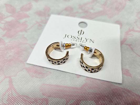 Checker Huggie Hoop Earrings