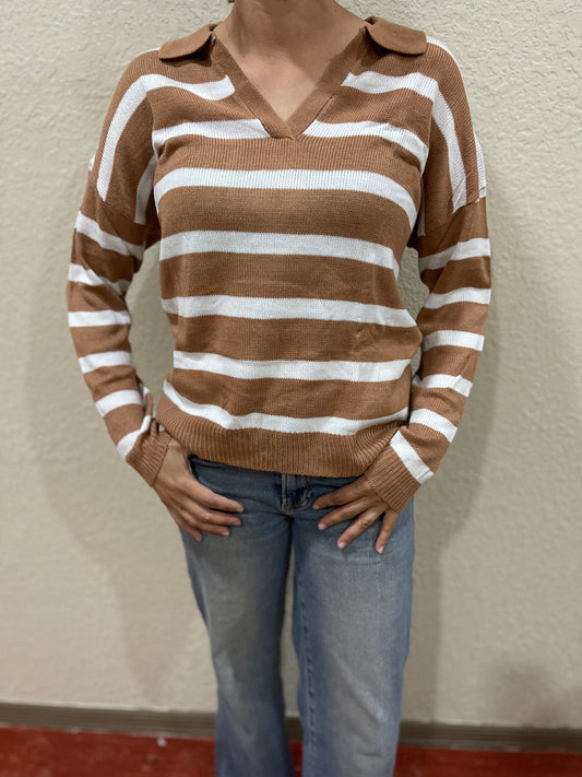 Light Brown Striped Sweater