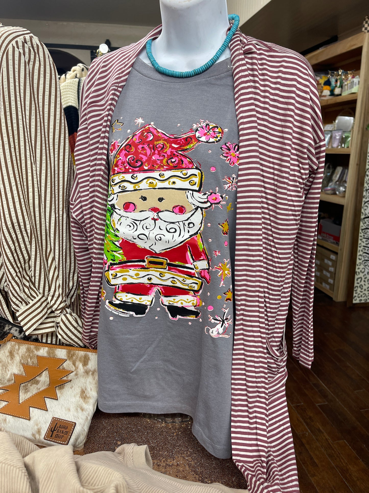 Mauve Striped Cardigan