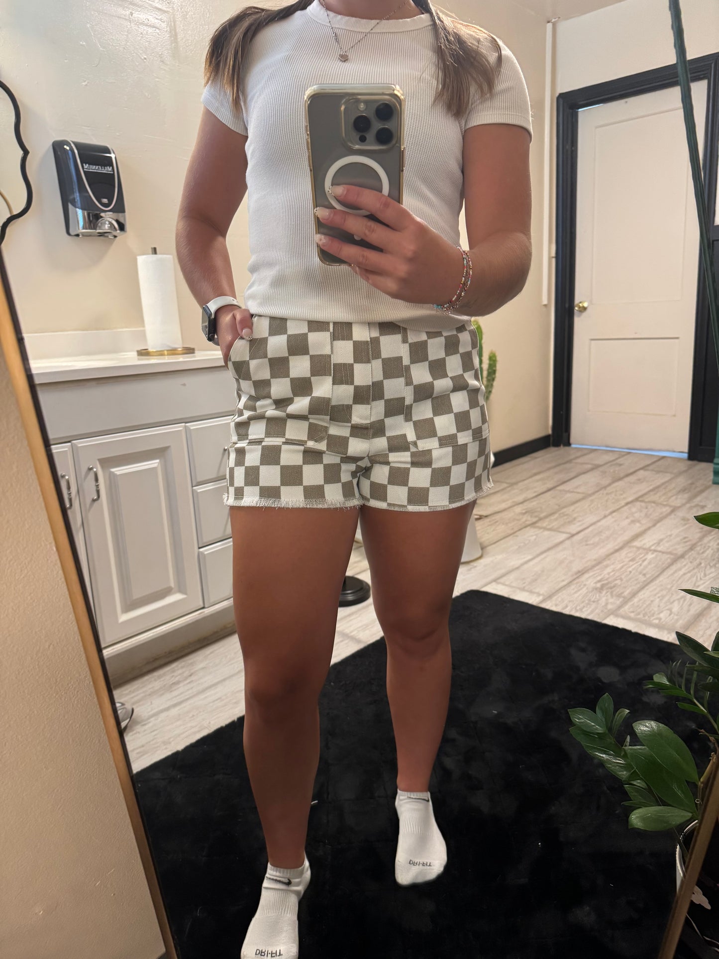 Retro Checker Denim Shorts *2 options