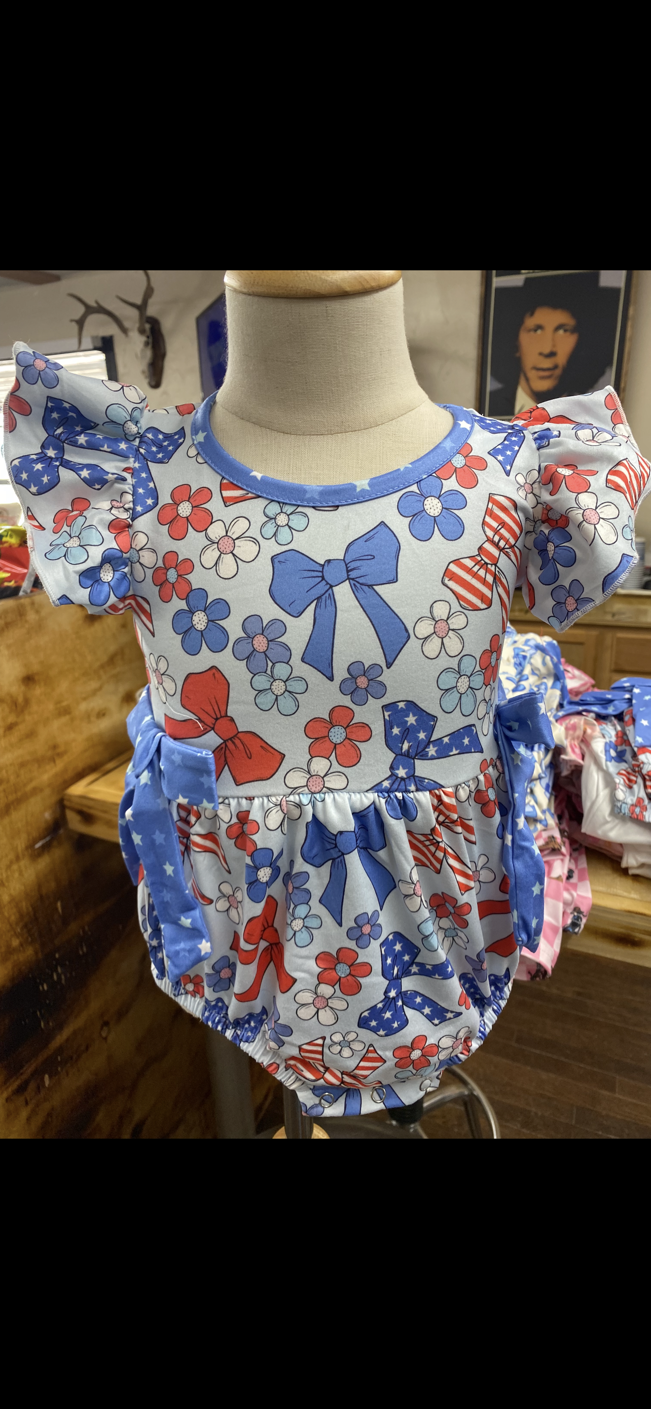 Kids 4th of July Bow Onesie