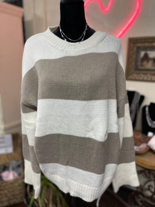 Grey Striped Sweater