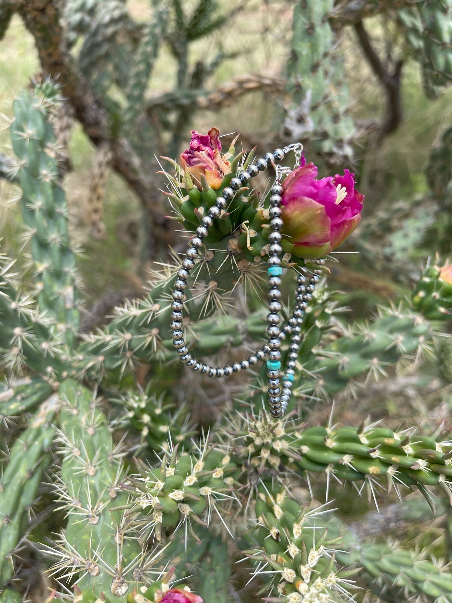 Sterling Silver Pearl Bracelet with Kingman Turquoise  (2 styles)