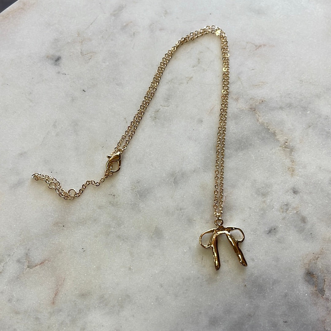 Gold Bow Necklace