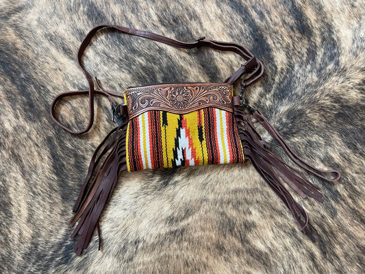 American Darling Tooled Saddle Blanket Crossbody