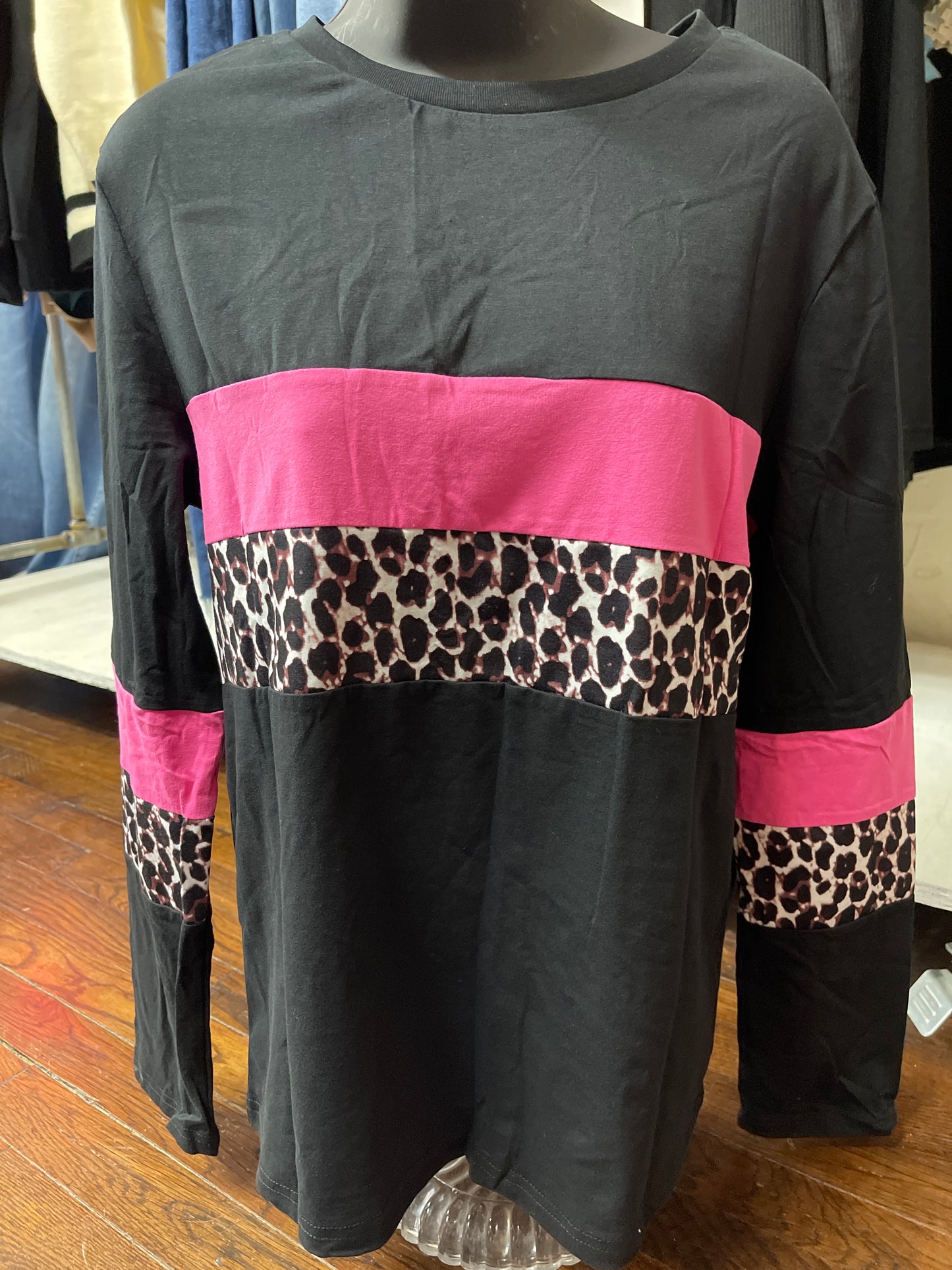 Pink & Black Leopard Top