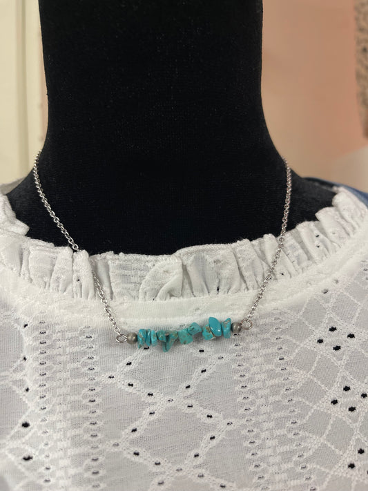 Turquoise Stone Bar Necklace