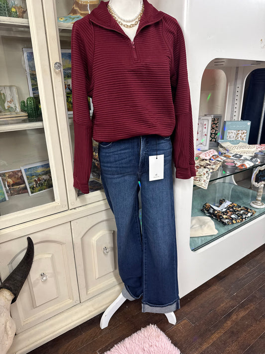 Hidden High Rise Straight Cuffed Jeans