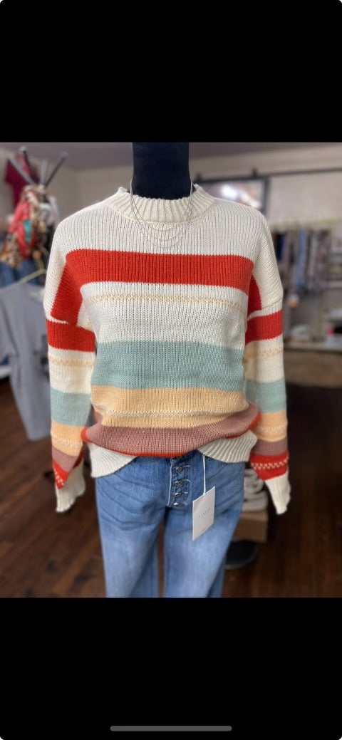 Multi-Colored Striped Sweater