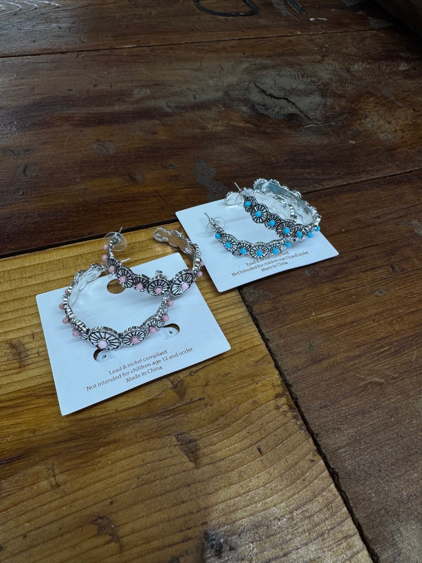 Western Stone Hoop Earrings
