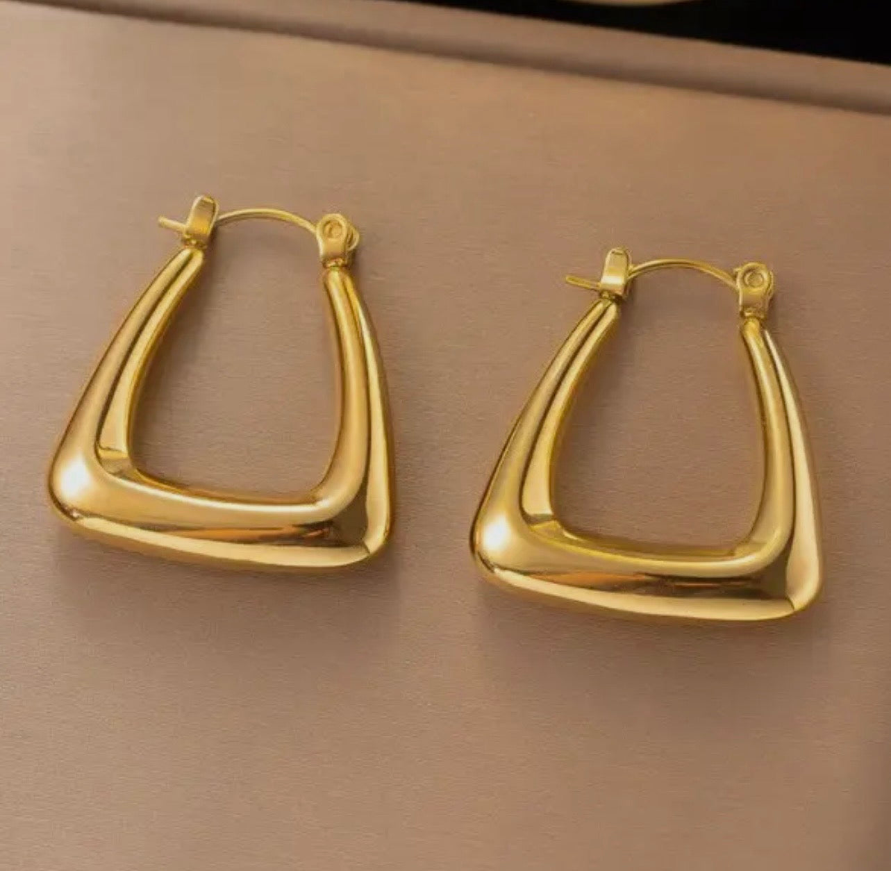 Gold Square Hoops