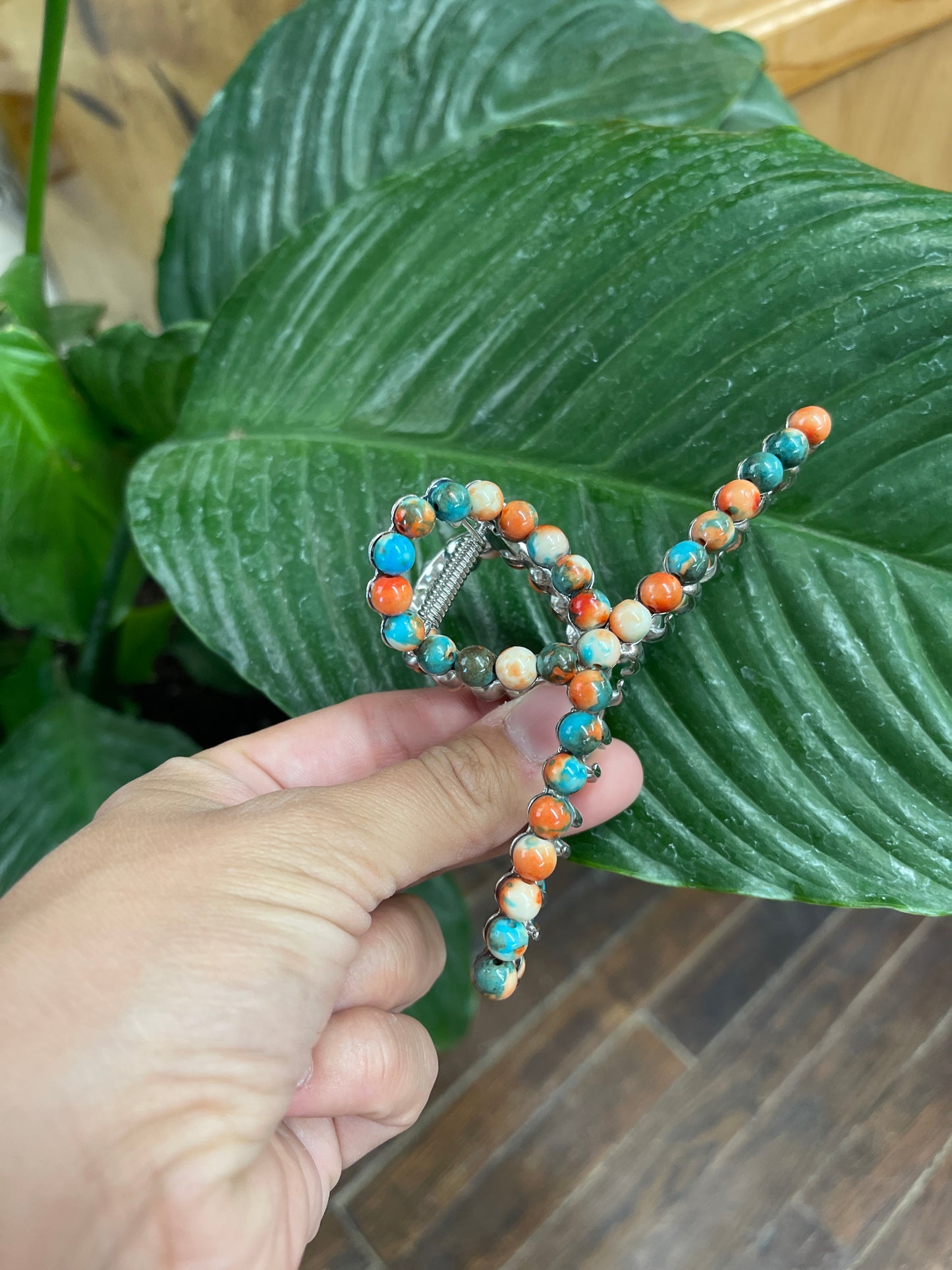 Multi Color Stone Claw Clip