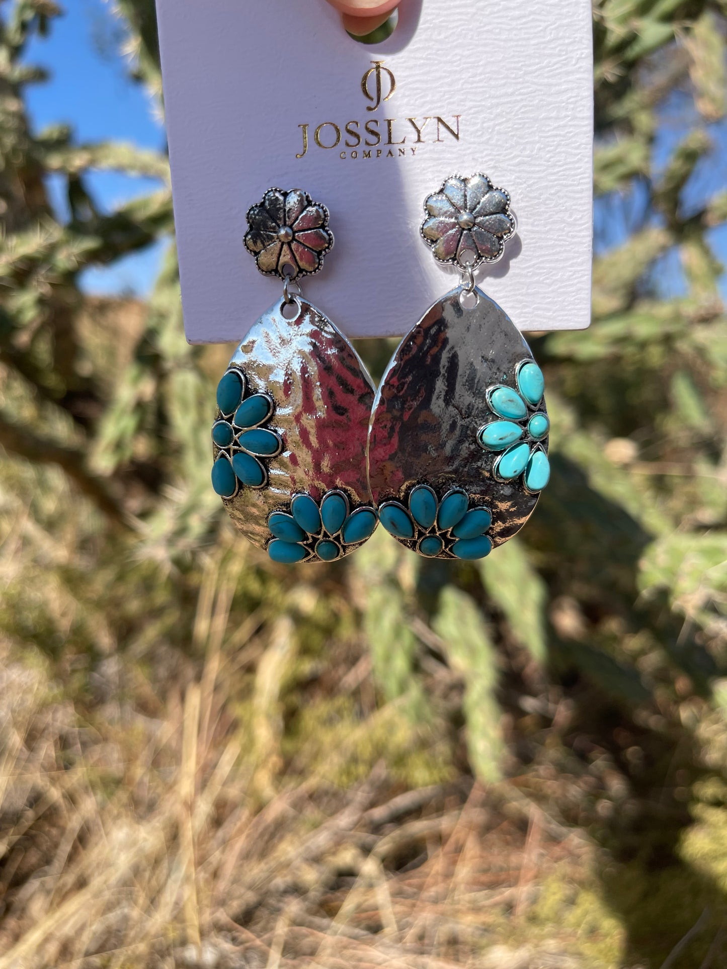 Hammered Turquoise Earrings