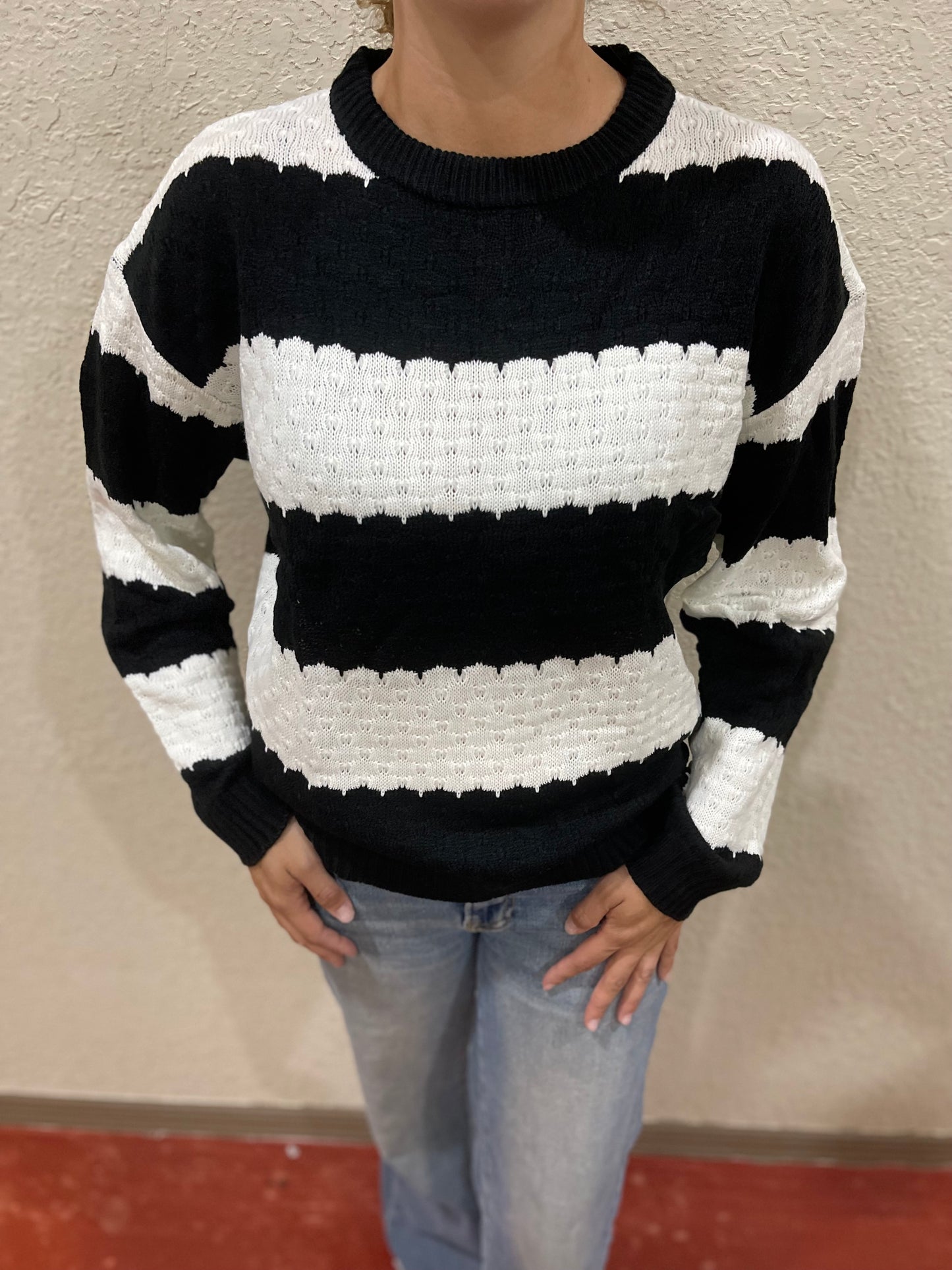 Black & White Striped Knit Sweater