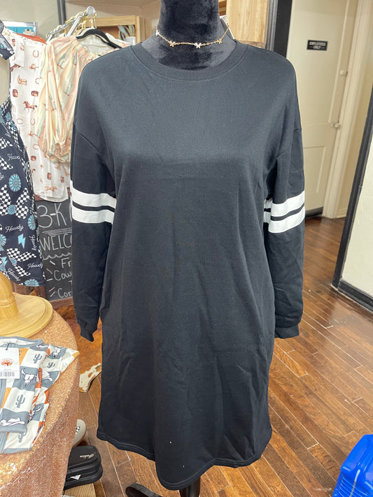 Black Varsity Sweatshirt Dress