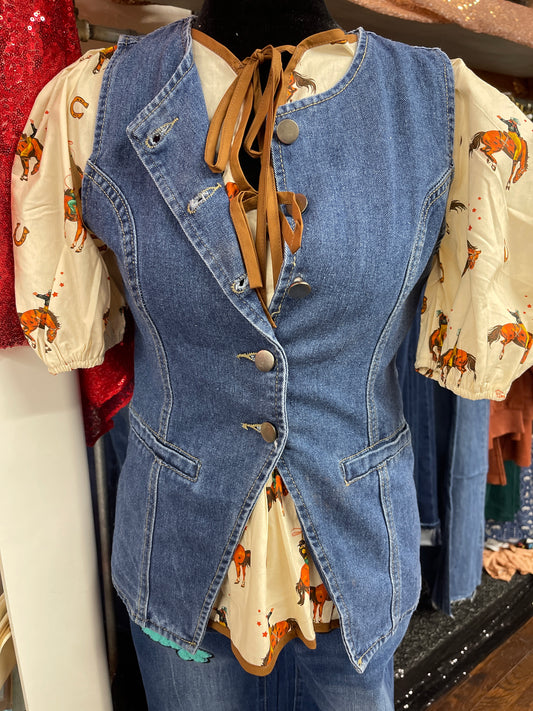 Button Denim Vest