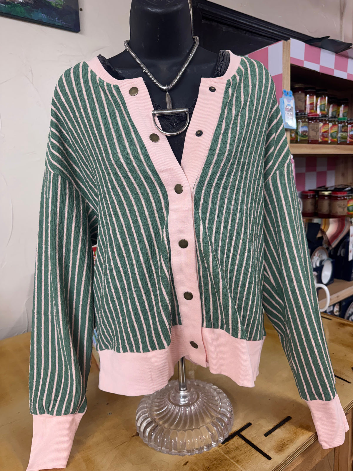 Buttoned Stripe Top