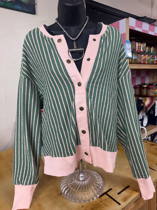 Buttoned Stripe Top