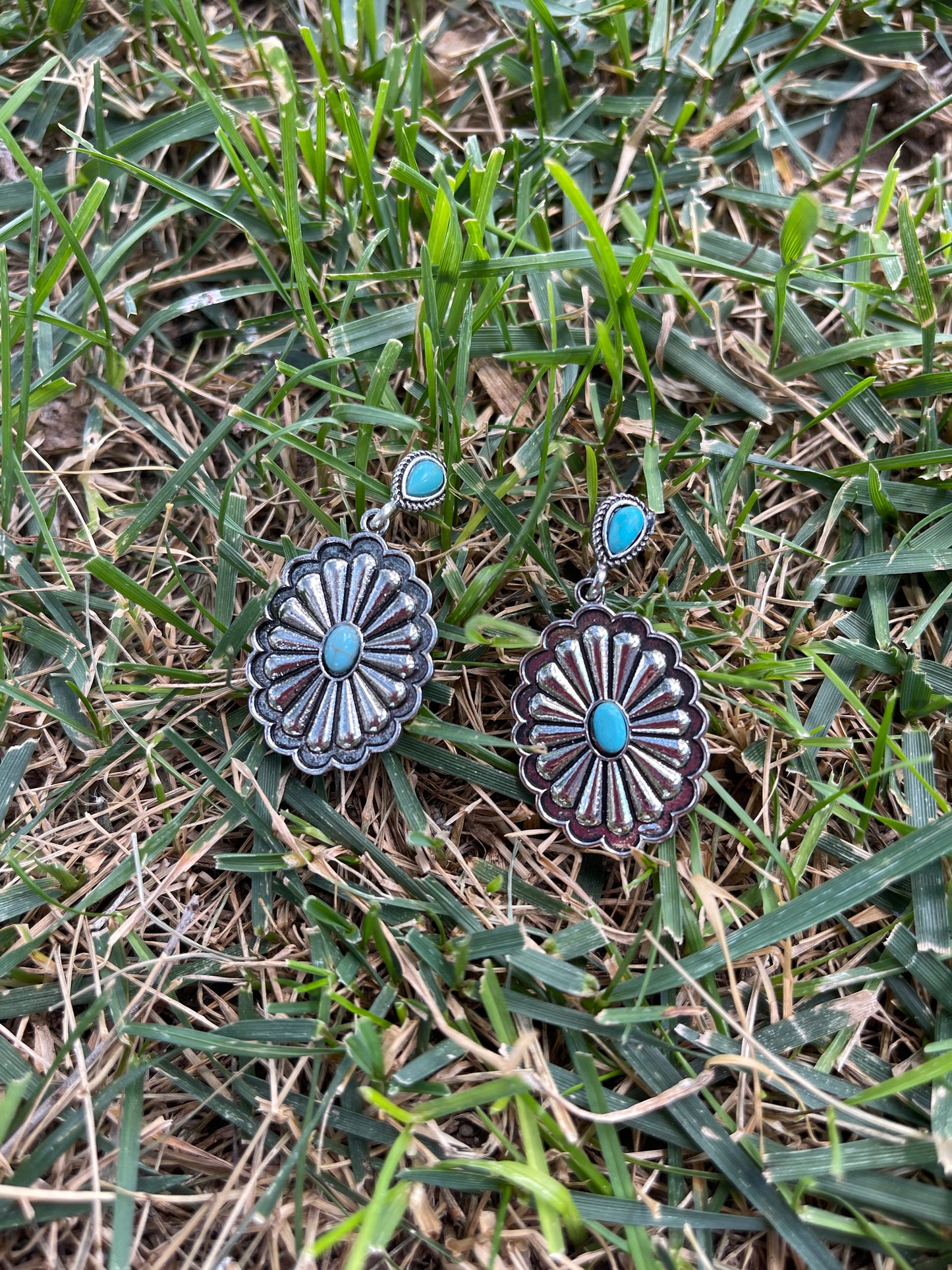 Turquoise Concho Earrings