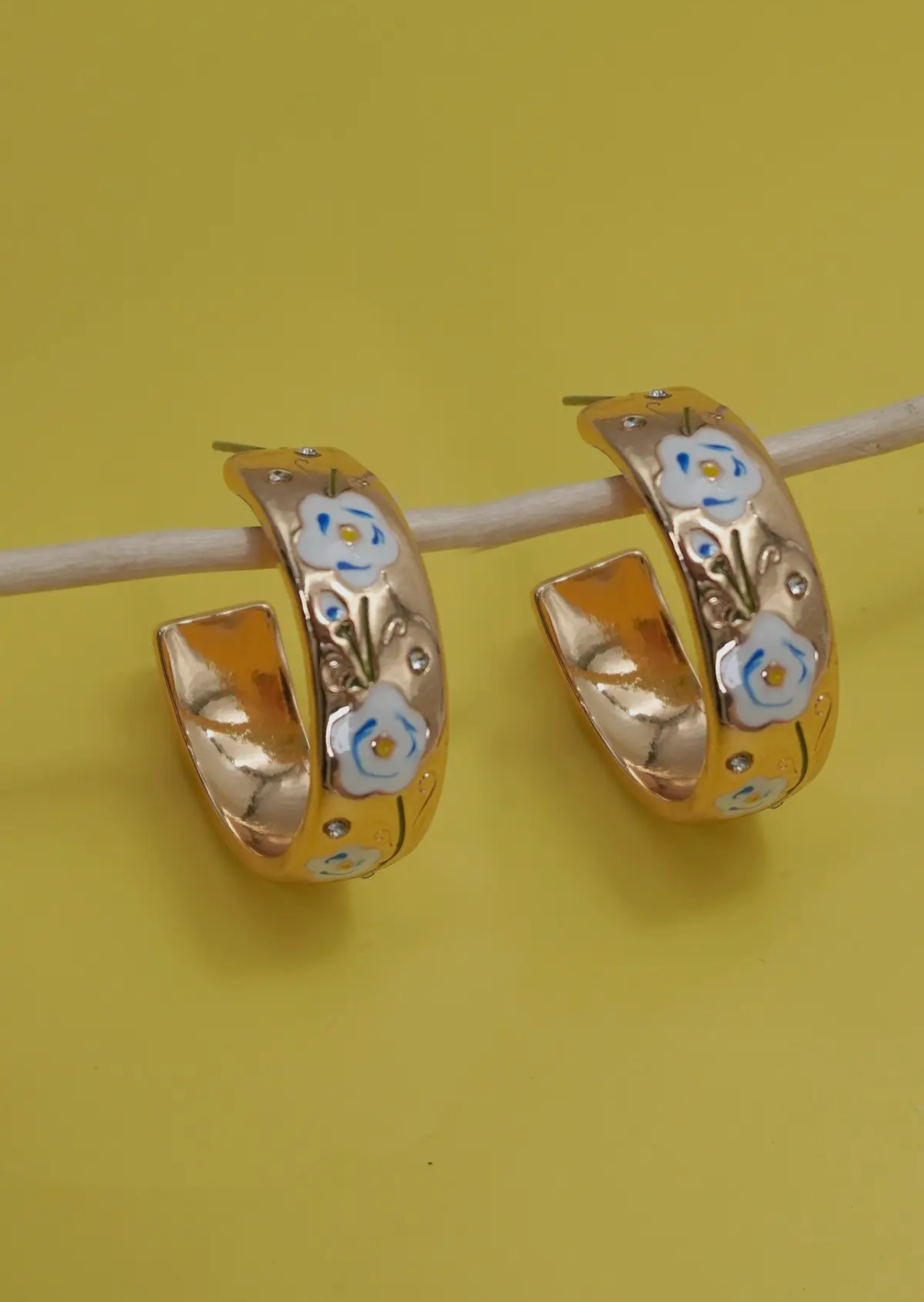 Gold Floral Hoops