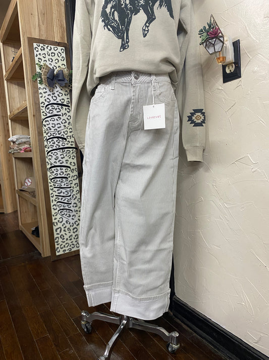 Lovervet Stripe Cuffed Crop Jeans
