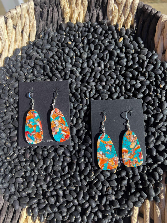 Authentic Spiny Oyster Turquoise Slab Earrings