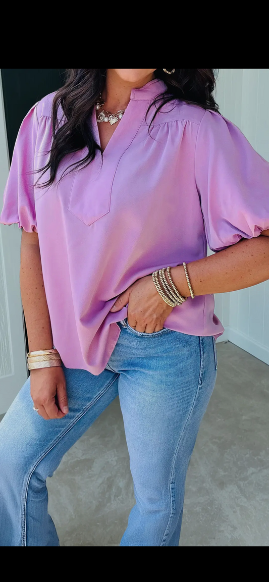 Lavender Puff Sleeve Blouse