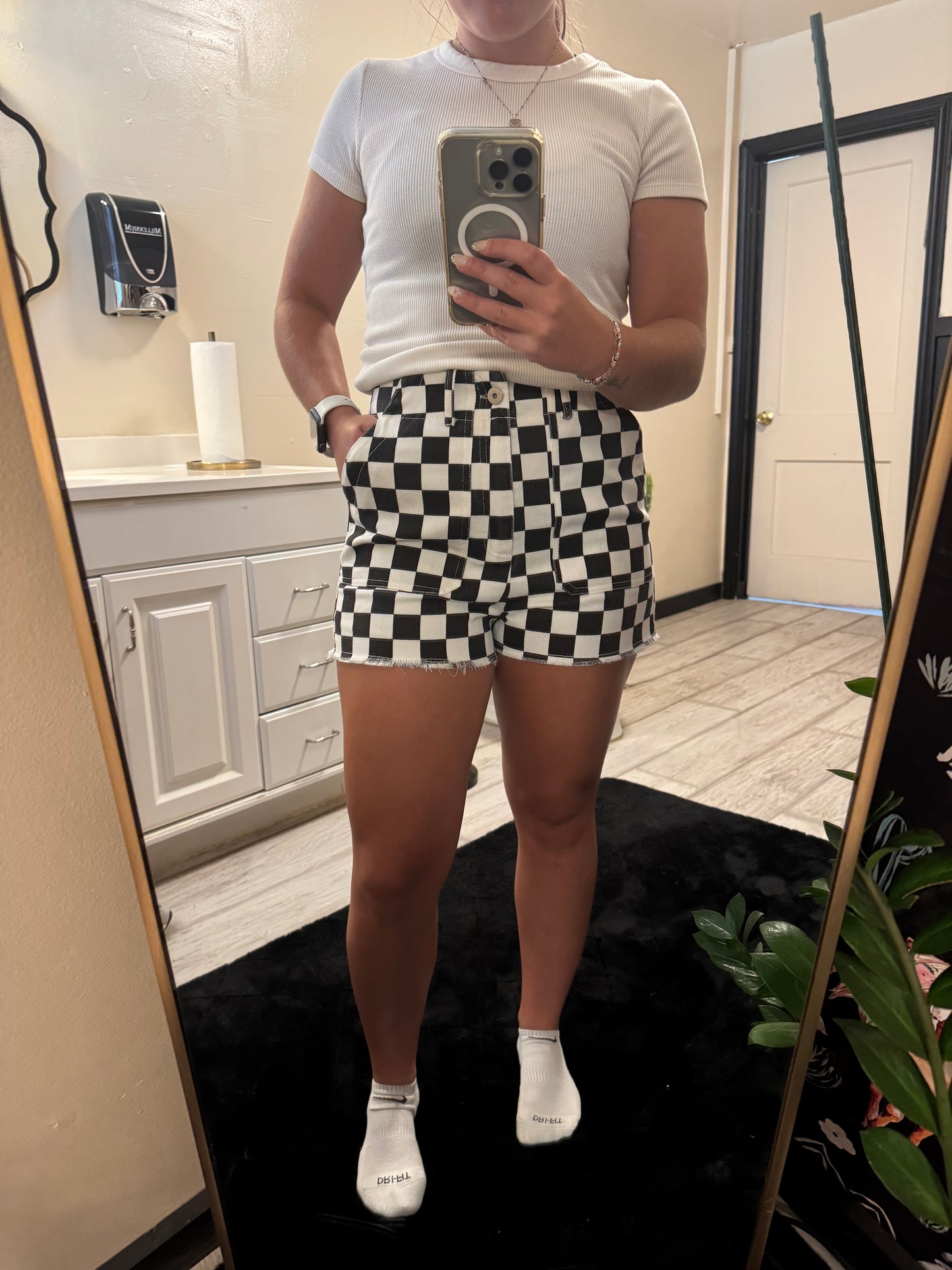 Retro Checker Denim Shorts *2 options