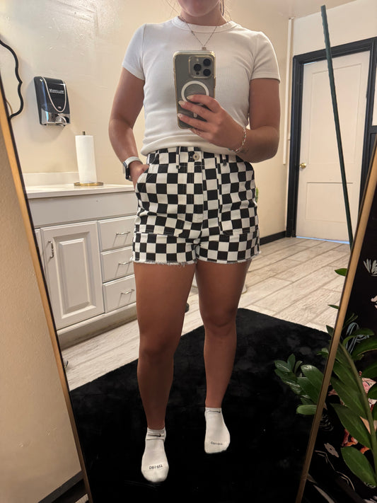 Retro Checker Denim Shorts *2 options