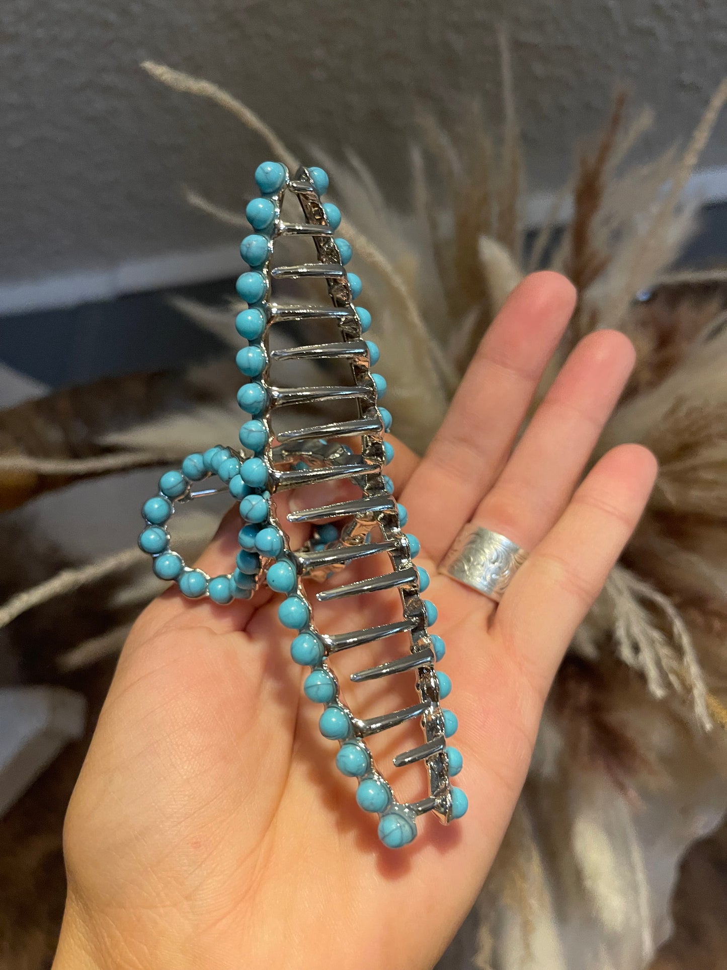 Turquoise Beaded Claw Clips