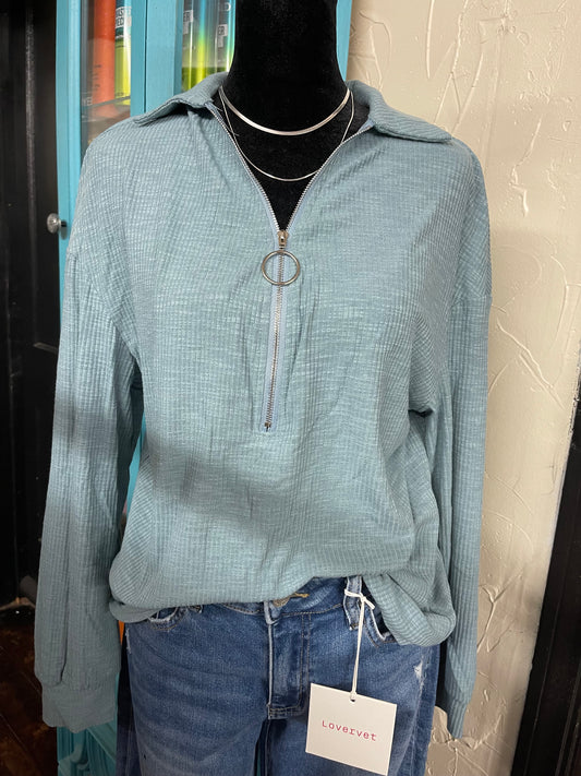 Teal 3/4 Zip Sweater