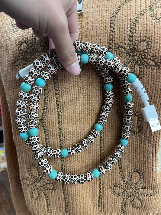 Leopard & Turquoise Phone Charger