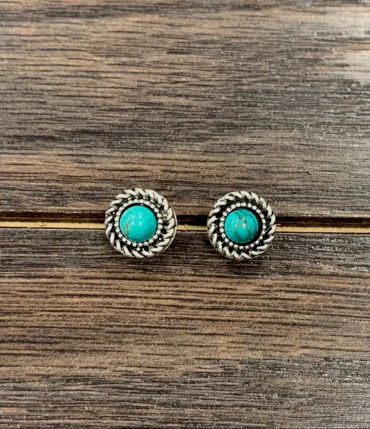 Round Turquoise Stud Earrings