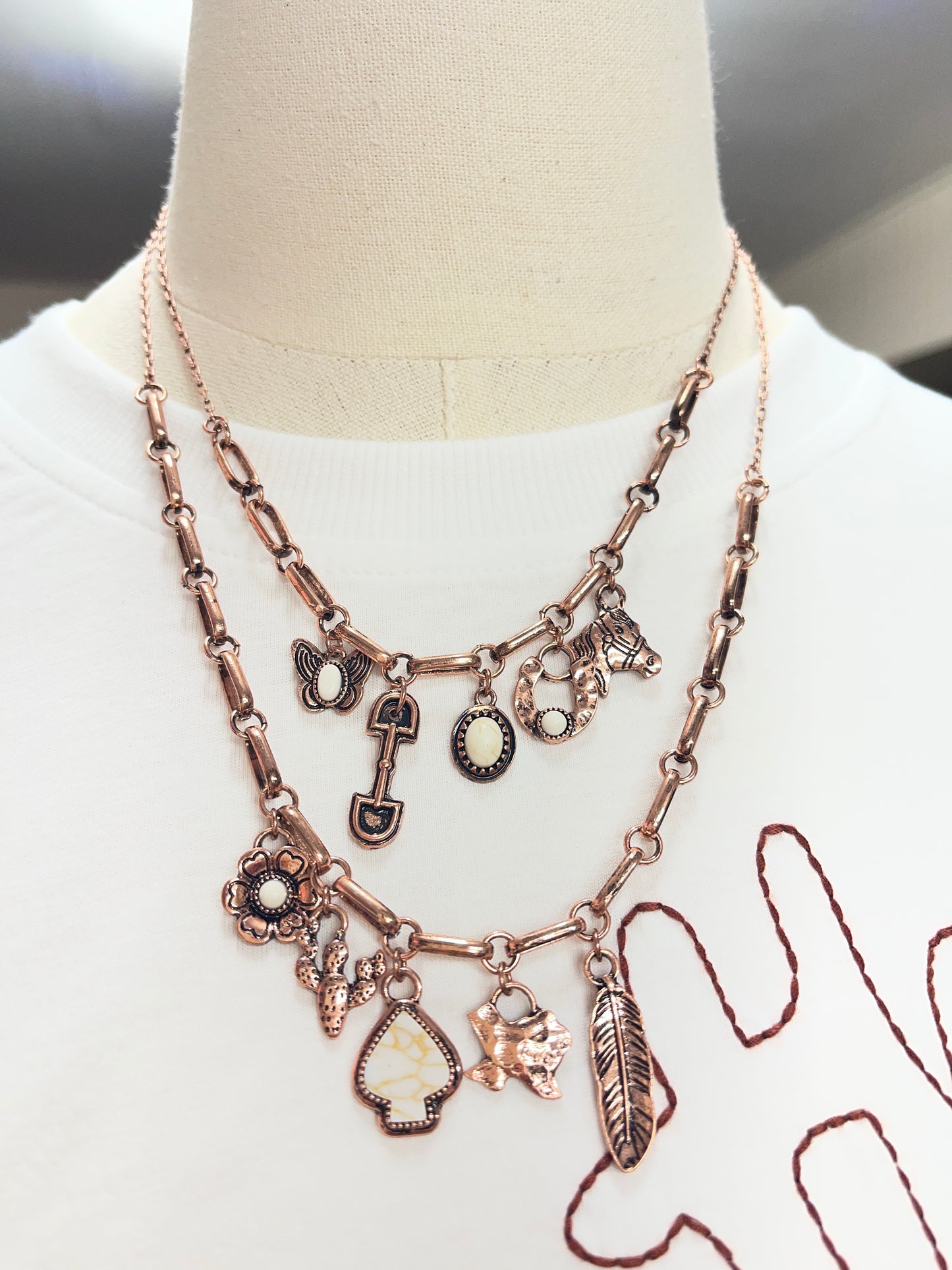 Copper Layered Charm Necklace