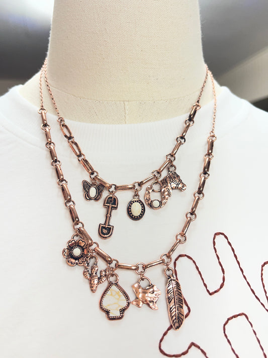 Copper Layered Charm Necklace